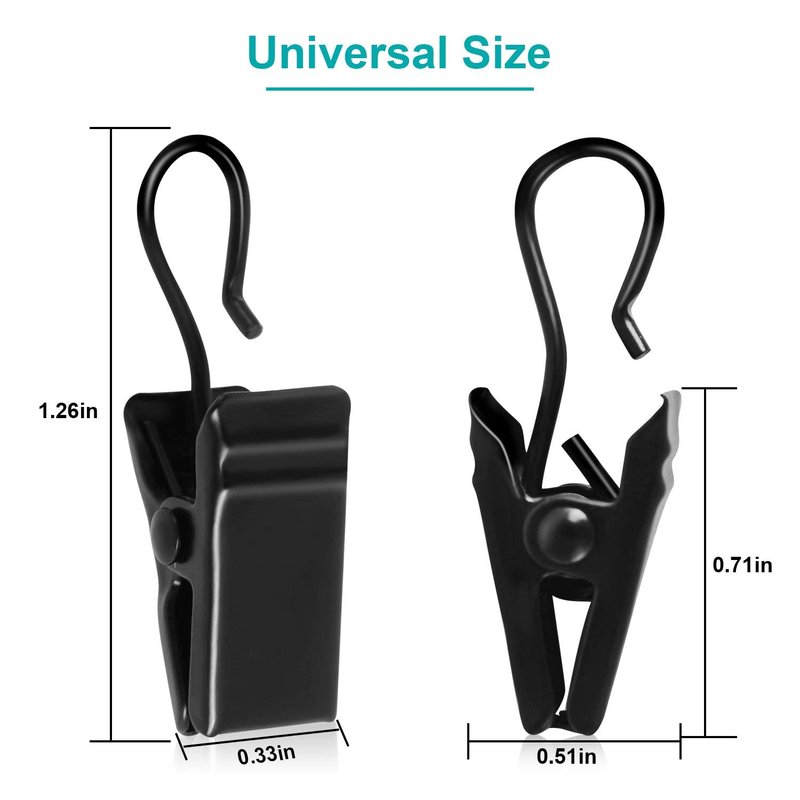 50 Pack Small Heavy-Duty Hook Clip Set Curtain Clips for Curtain Photos Home Decoration Art Craft Display Stand Hang Clip (Black)