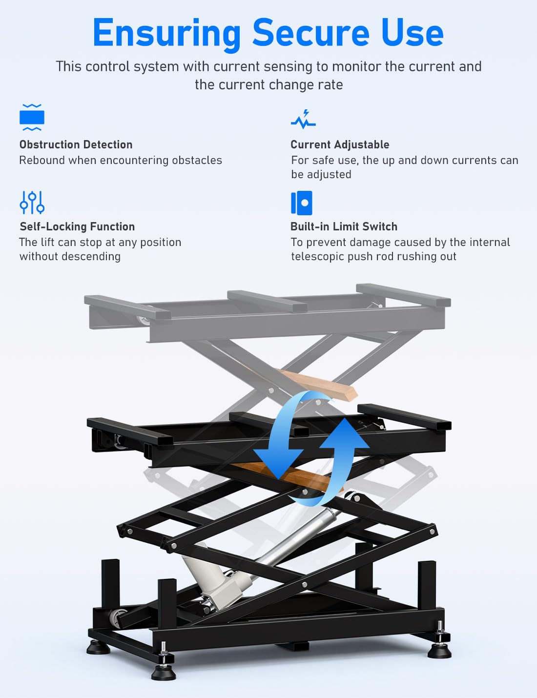 DIHOOL Electric Scissor Lift Table, 200Lbs, 10.43"-50.39" Height Adjustable Lifting Platform, Super Quiet with Remote & WiFi Control, Obstruction Detection, AC/DC Power for Home/Industrial Use