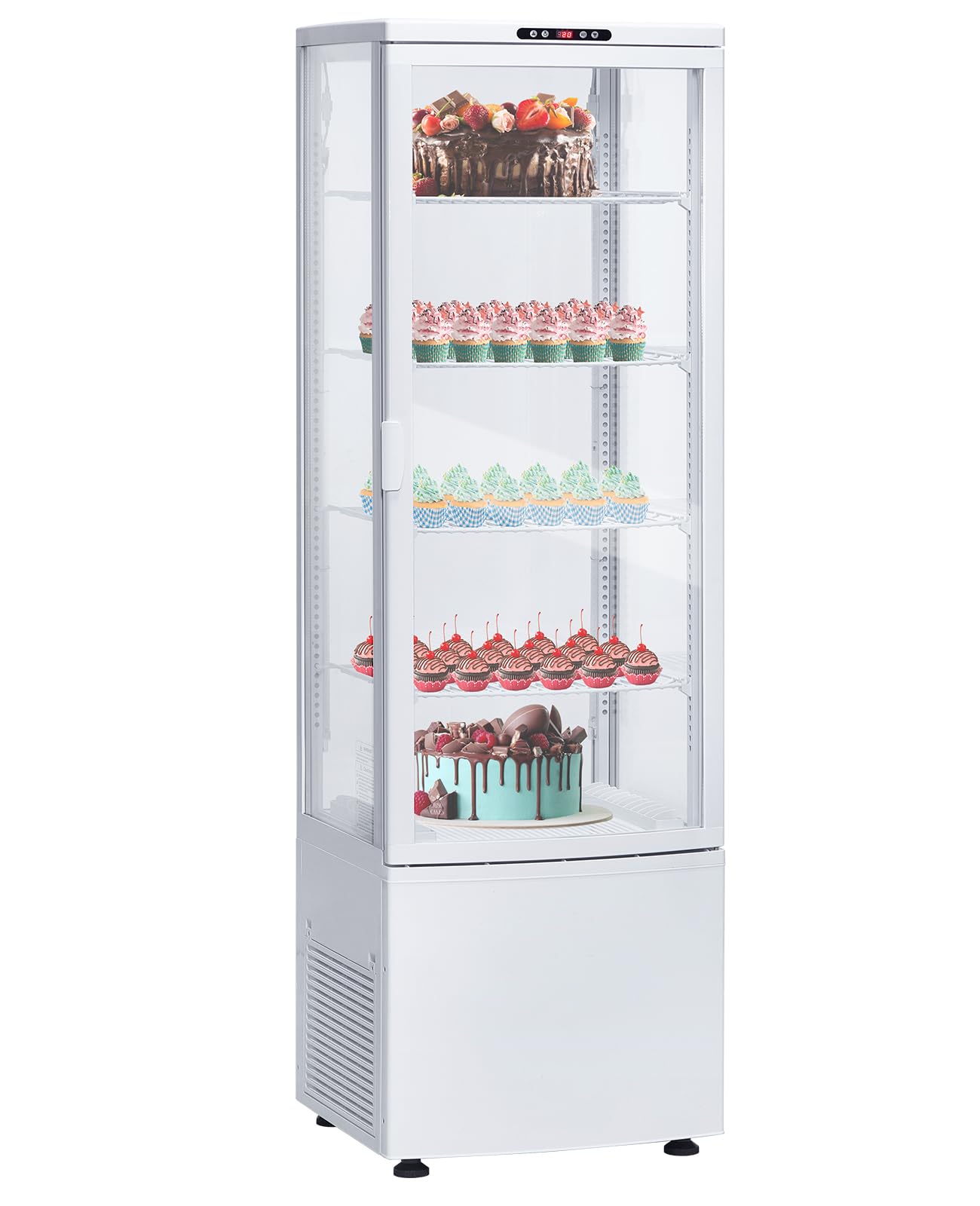 IDEALHOUSE 8.4 Cu.FT Commercial Refrigerator Display,Glass Door Beverage Cooler,Adjustable Shelving,LED Lighting,Countertop Fridge
