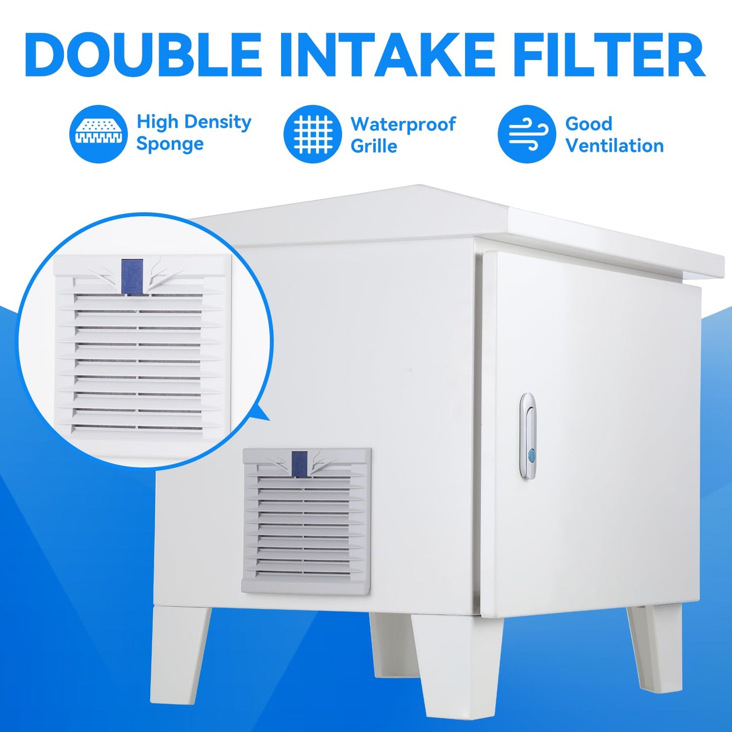 MEISHUNDA Pond Aerator Weatherproof Outdoor Cabinet,20.8”×16.9”×20.8” with Cooling Fan,pre-wired outlet