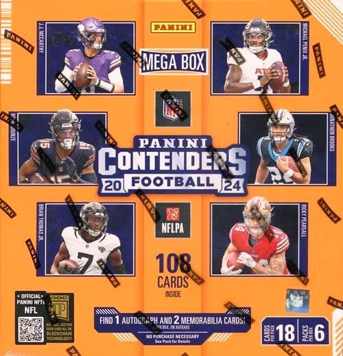 2024 Panini Contenders Football EXCLUSIVE HUGE Factory Sealed MEGA Box with (3) AUTOGRAPHS or MEMORAILIA &amp (12) INSERTS or PARALLELS! Look for Rookies of Jayden Daniels Bo Nix Caleb Williams &am