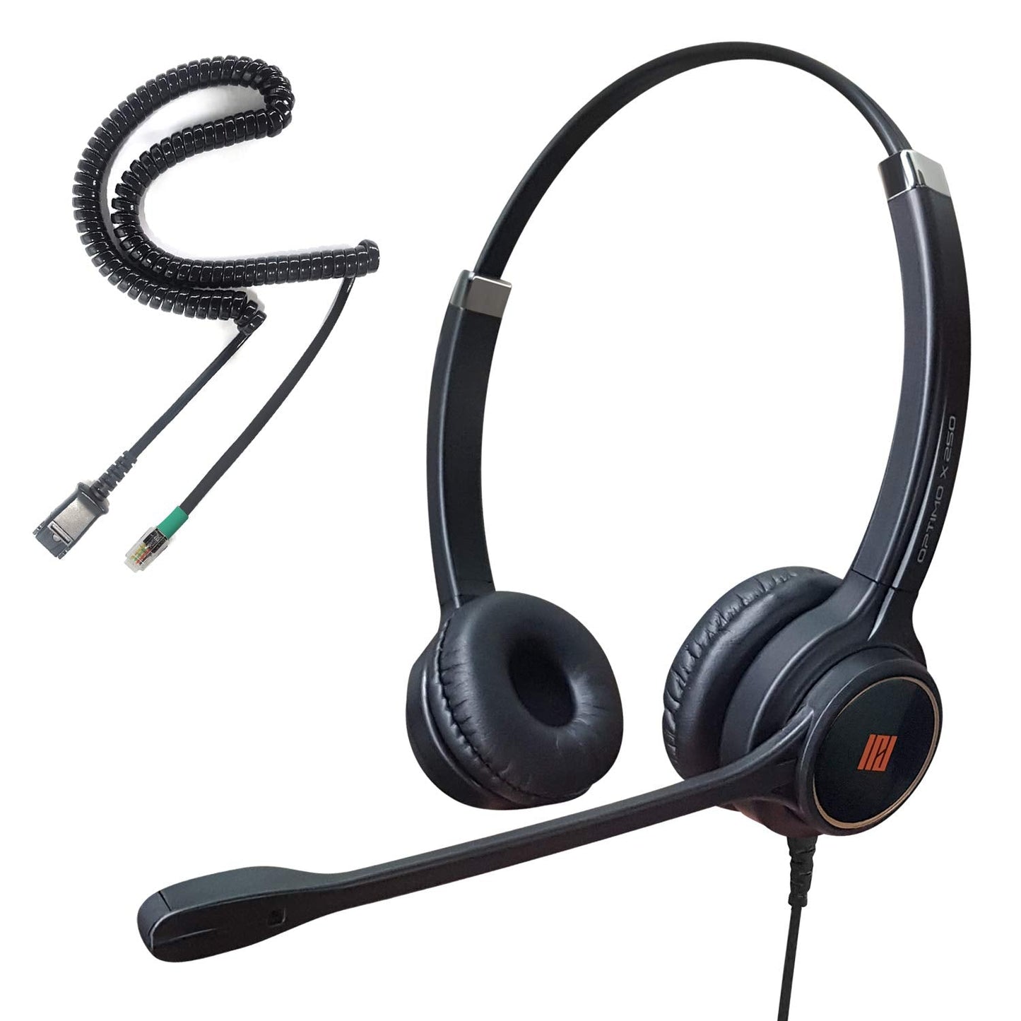 IPD IPH-255 Phone Headset with Noise Cancelling Microphone for Office and Call Center - Compatible with Yealink SIP,Snom, Greandsteam & LG landline Phones