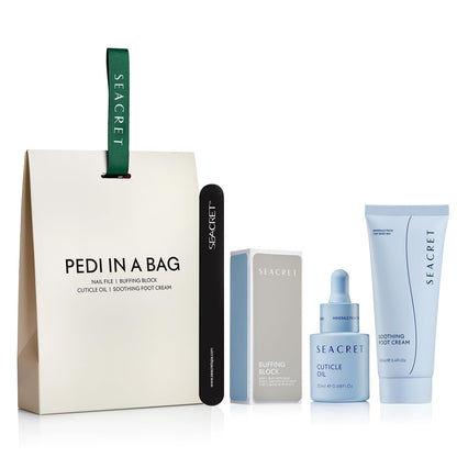 SEACRET NAIL CARE COLLECTION: Dead Sea Mineral Fingernail & Toenail DIY Salon Manicure Treatment Set with File, 3-Way Buffer Block for Shine, 1 Oz Cuticle Oil, & 6.8 Oz Body Lotion Kit