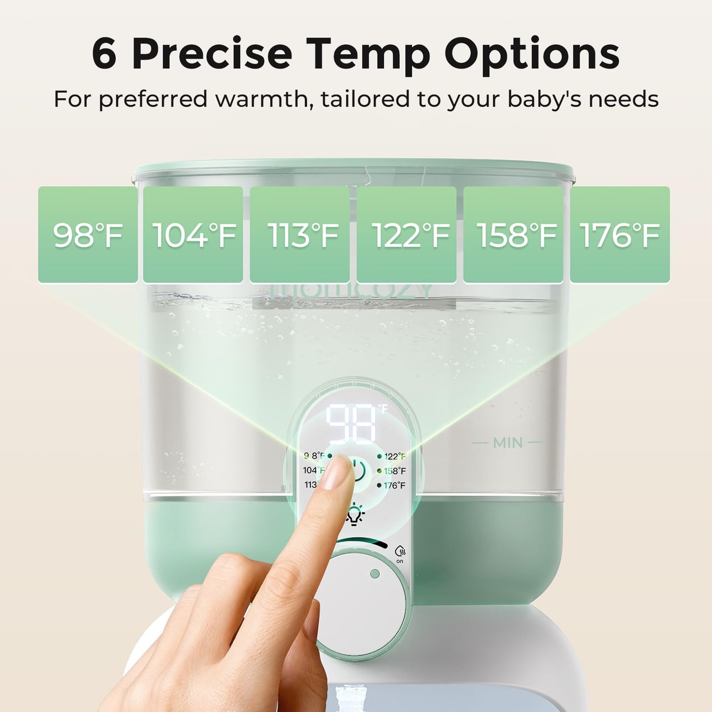 Momcozy Instant Water Warmer for Making Formula, Dual Lights for Night Feedings, 57 fl oz Large Capacity Detachable Tank, 6 Temperature Settings Water Dispenser, Breastfeeding Essentials