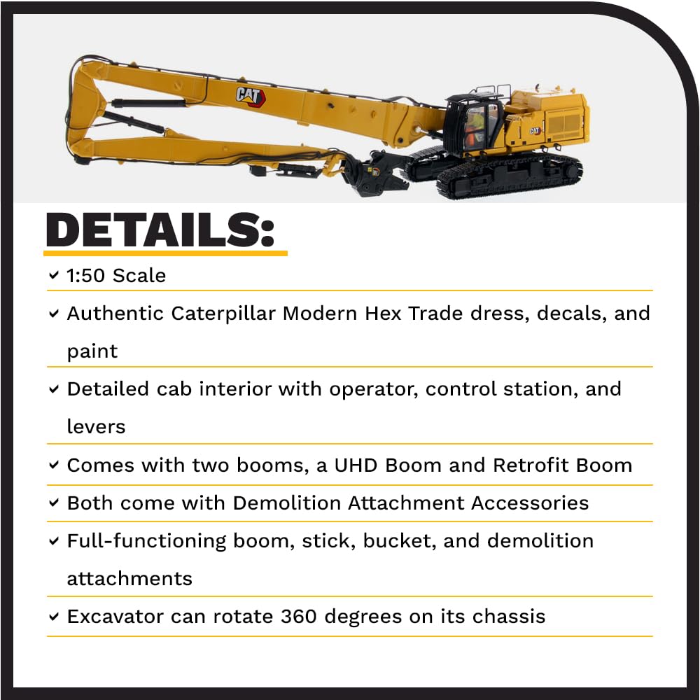 Diecast Masters 1:50 Caterpillar 352 Ultra High Demolition Hydraulic Excavator - Diecast Masters 85663 High Line Series