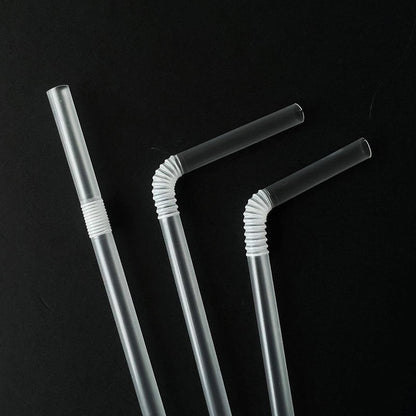 YAOSHENG [500 counts] Clear Straw 8.26" x 0.23" Individually Wrapped Straws, Flexible Drinking Straws, Disposable Bendy Plastic Straws (500, Transparent - (Paper Wrapped))