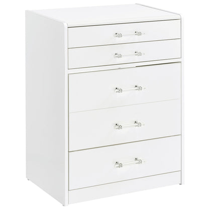 Coaster Home Furnishings Danbury Contemporary 2-Piece 2-Drawer Makeup Vanity Desk with LED Light Vanity Mirror Tempered Glass Top with Vanity Chair White High Gloss 930208