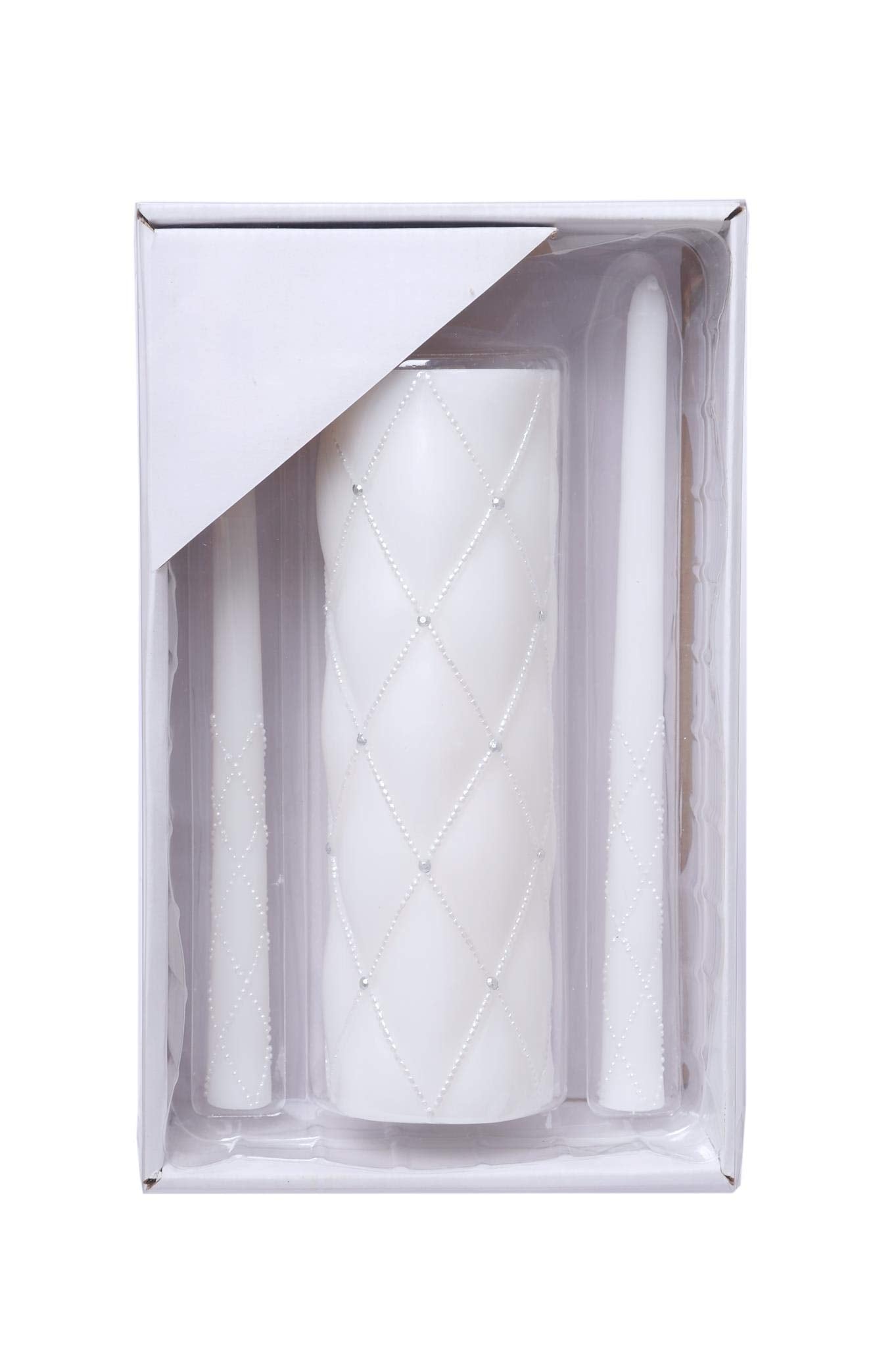Hosley Gold Metal Unity Candle Holder Bundle with 11.5" High White Wedding Unity Candle Set, Great for Weddings Party Special Events and Emergency Lighting