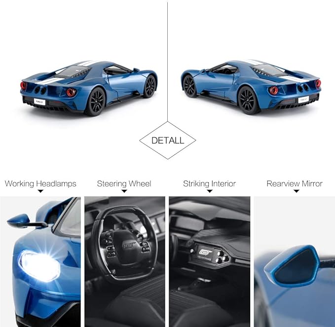 RASTAR RC Car | 1/14 Ford GT Remote Control RC Race Toy Car for Kids Open Doors by Manual Blue (2.4GHz)