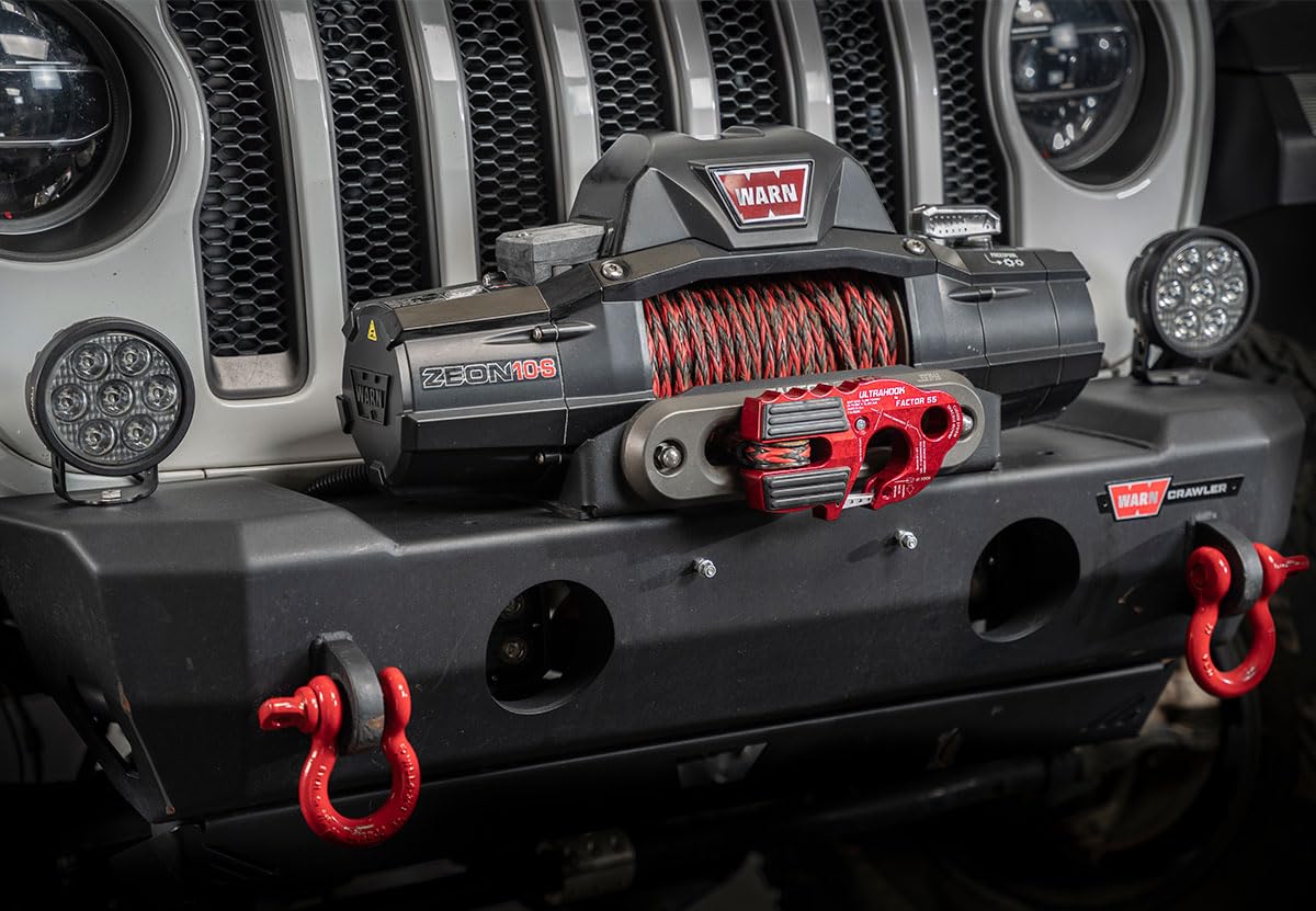 Factor 55 UltraHook Winch Hook Integrated Shackle Pin, Red (00250-01) Mount Recovery Towing Bundle w/a 1" Hawse Winch Fairlead (00016) & Keychain Light
