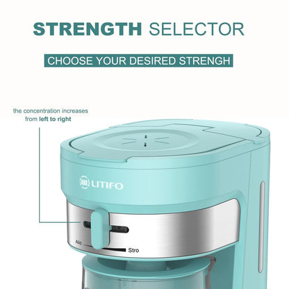 LITIFO Iced Tea Maker and Iced Coffee Maker Brewing System with 2.5-quart Pitcher, sliding strength selector for Taste Customization, Stainless Steel (Black 2.0)