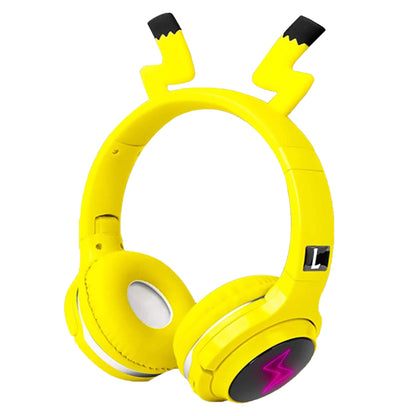 Kids Wireless Bluetooth 5.0 Earphones with 7 Colors LED Light, Earhook Headphones, Foldable Built-in Microphone, Suitable for Boys and Girls Game/Music/Study, Christmas/Birthday/Travel Gift (Yellow)
