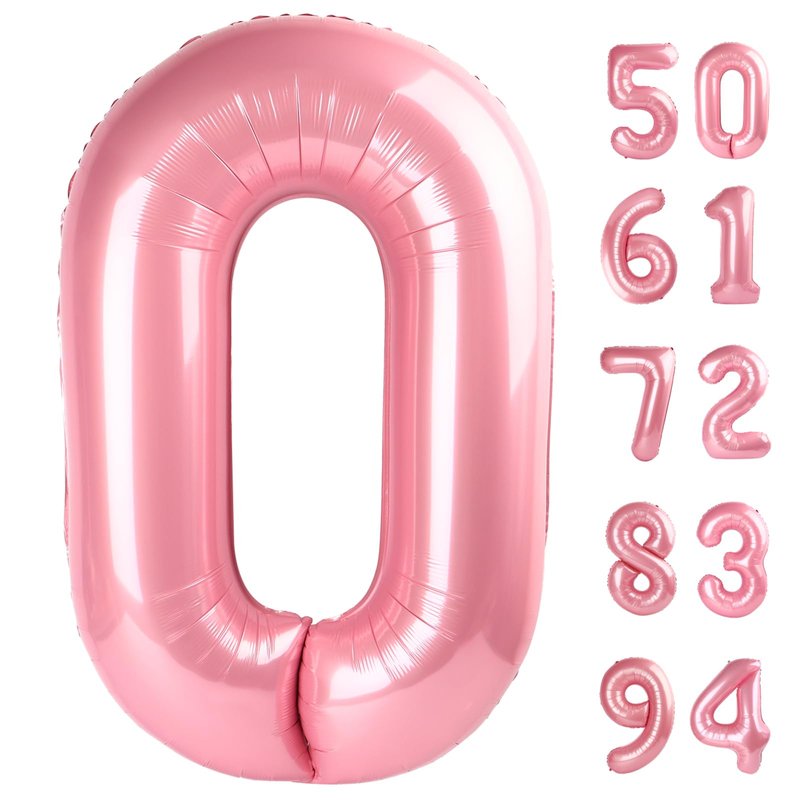Pearlescent Pink Number 20 Balloons 40 inch, 20 Number Balloons, 20th Birthday Decorations, 20 Year Old Women Pastel Pink Party Supplies