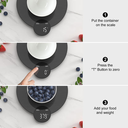 Ultrean 1g/0.1oz Precision Food Scale, HD LED Display Digital Kitchen Scale, Stainless Steel, 11lb Capacity for Cooking Baking (Batteries Included)