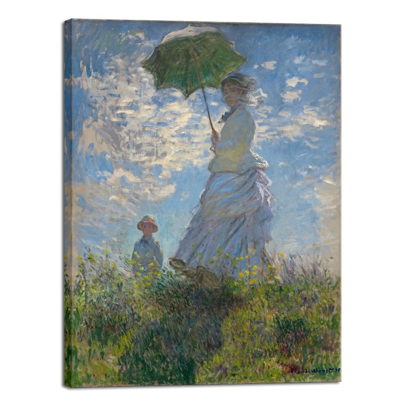 Wieco Art Woman with a Parasol Madame Monet and Her Son of Claude Monet Large Canvas Prints Wall Art Classic Oil Paintings Gallery Wrapped People Pictures Artwork for Bedroom Home Decor