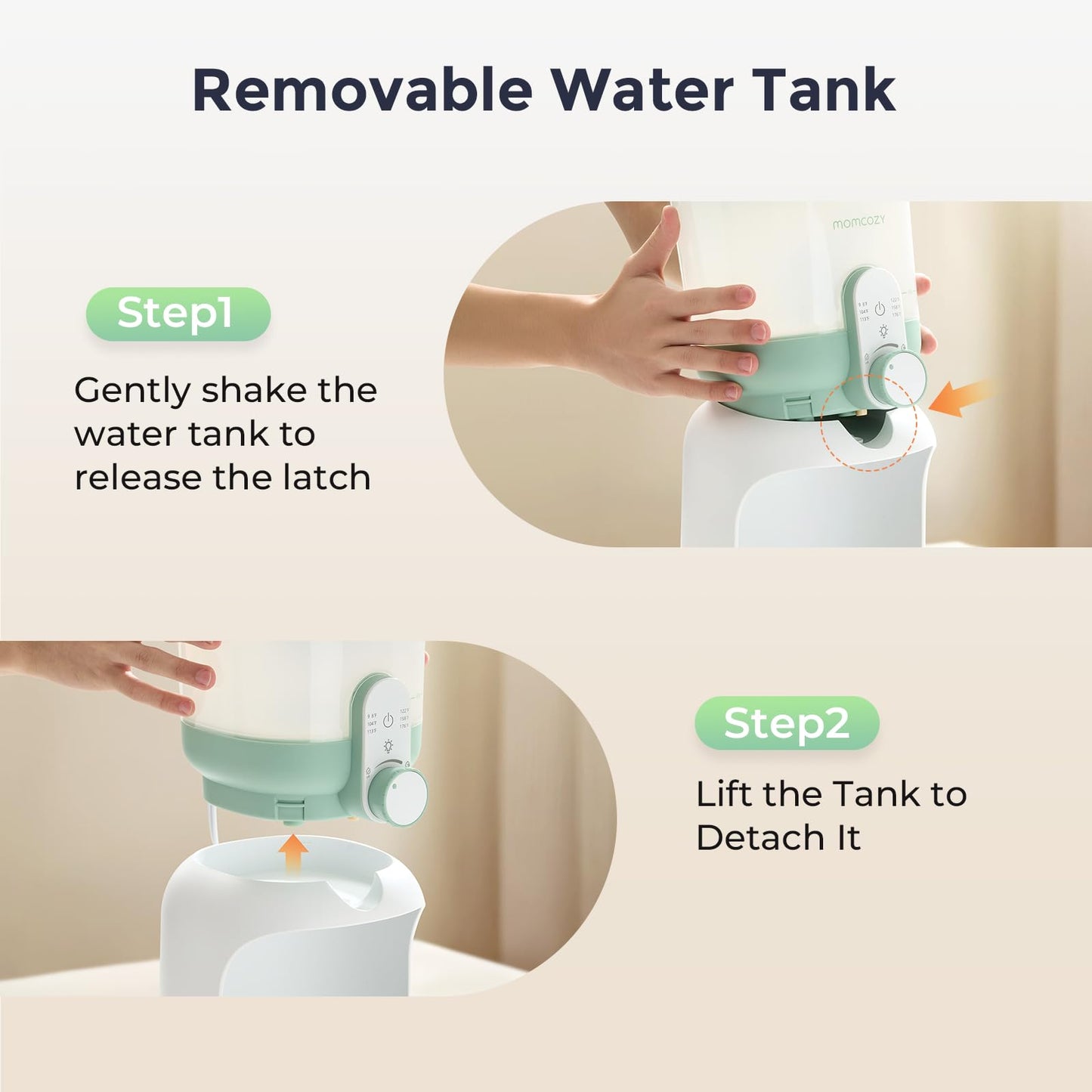 Momcozy Instant Water Warmer for Making Formula, Dual Lights for Night Feedings, 57 fl oz Large Capacity Detachable Tank, 6 Temperature Settings Water Dispenser, Breastfeeding Essentials