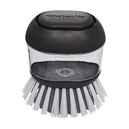 KitchenAid Soap Dispensing Palm Brush with Built in Easy to Fill Soap Dispenser, Non Slip Grip for Easy Cleaning, Safe on Non Stick Cookware, 2.95 x 2.17 x 3.54 inches, Black