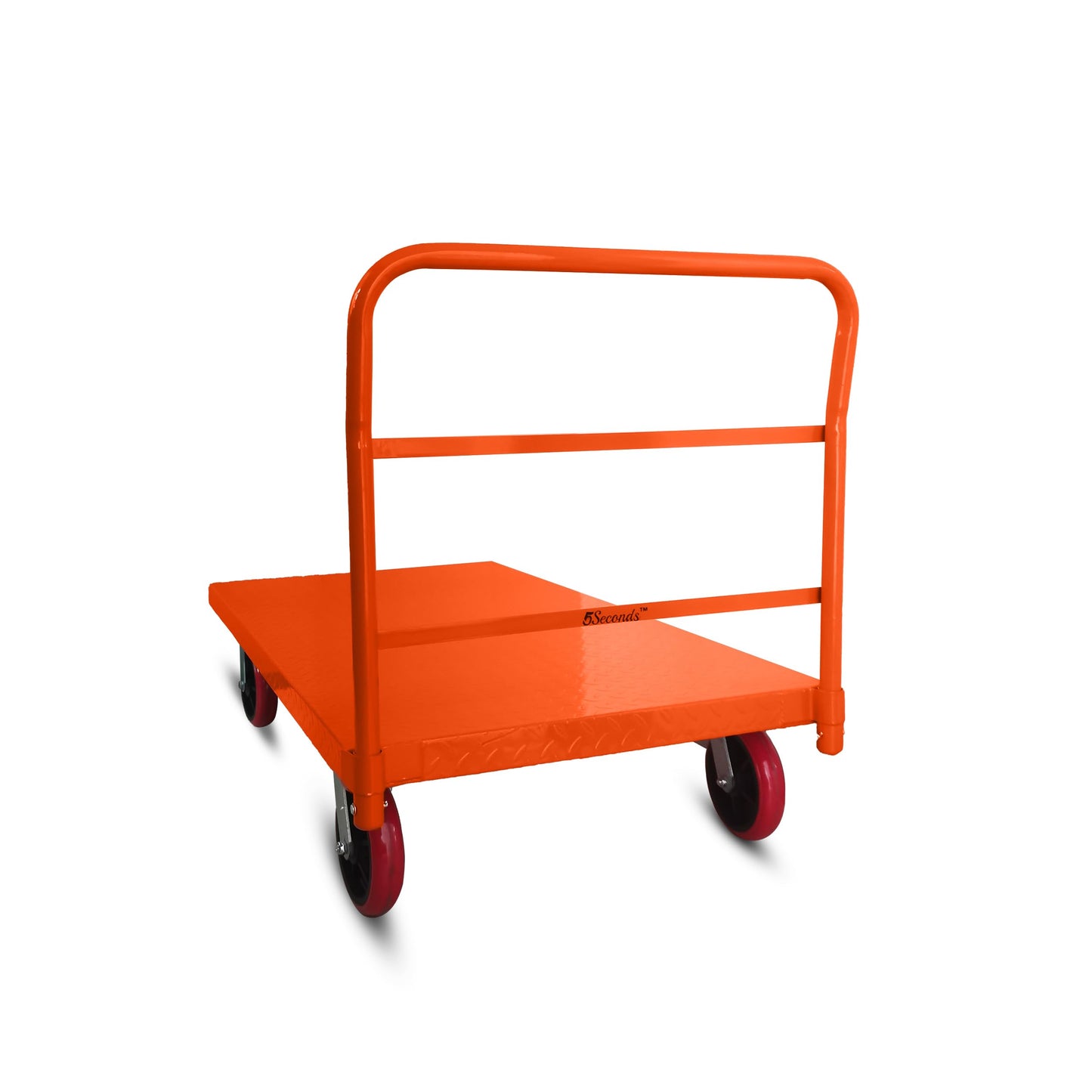 5Seconds Platform Cart Industrial Dolly Cart 3300LB Heavy Duty 60” x 30” Platform Hand Truck Push Cart Super Heavy Duty Diamond Plate Commercial Flatbed Cart 8'' Moving Swivel Wheels (Orange)