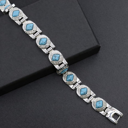 38 Elegant Stainless Steel Blue zircon Magnetic Bracelet for Women Magnetic Functions with Free Link Removal Tool Mother's gift (Silver With Blue Ziron)