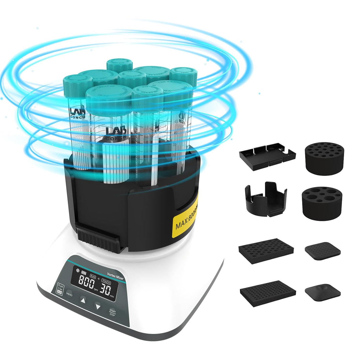 LABHOUSE Digital Vortex Mixer Shaker 0-3000 RPM Touch & Continuous Function W/ 7 Modules for Lab Tube Paints Polish Eyelash Adhesives Mixing(Timable)