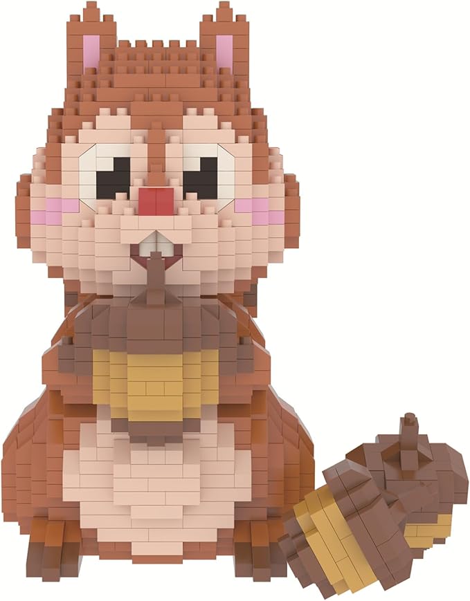 Larcele Animal Series Micro Building Blocks Animal Set DIY Mini 3D Building Toy Bricks Kit1449 Pieces KLJM-07 (Squirrel)