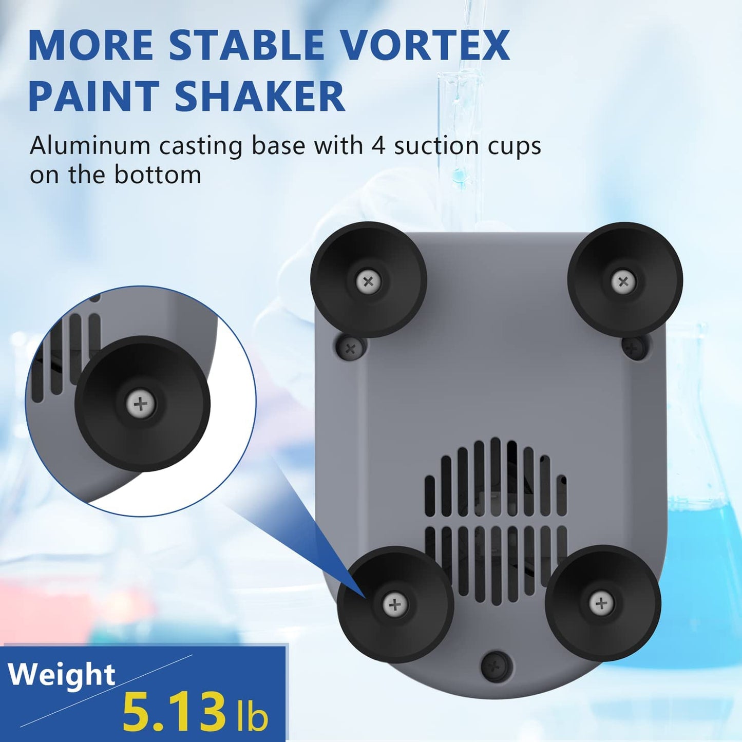 FOUR E'S SCIENTIFIC Laboratory Vortex Mixer, Mini Vortex Shaker, 0-3000rpm, Touch & Continuous Function Paint Mixer, with 100pcs 7/32inch Paint Mixing Balls & 1 pcs Platform Pad, for Acrylic Paints