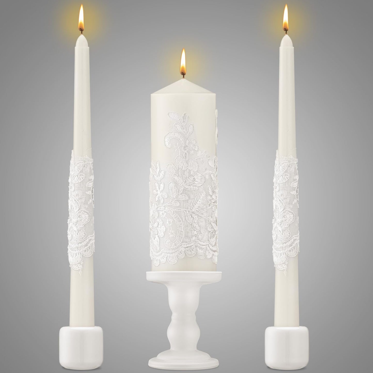 Irenare Unity Candles with Holder for Wedding Ceremony Wedding Decortions Accessories Glass Candle Holder Pillar Candle for Formal Events Church (Ceramics)