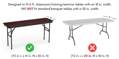 YOUR CHAIR COVERS - Spandex 6 Ft x 18 Inches, Narrow Classroom Open Back Rectangular Training Stretch Tablecloth - Black