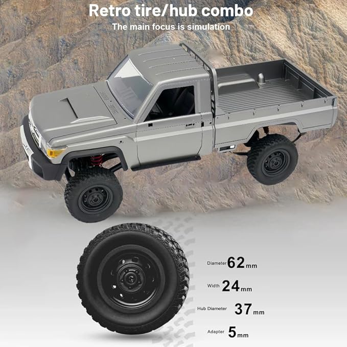 RC Truck 1/12 RC Rock Crawler MN-82 Pro 4x4 Off Road RC Pickup Truck 2.4GHz Full Proportional All Terrain Remote Control Car RTR with LED Lights and 2 Batteries for Adults