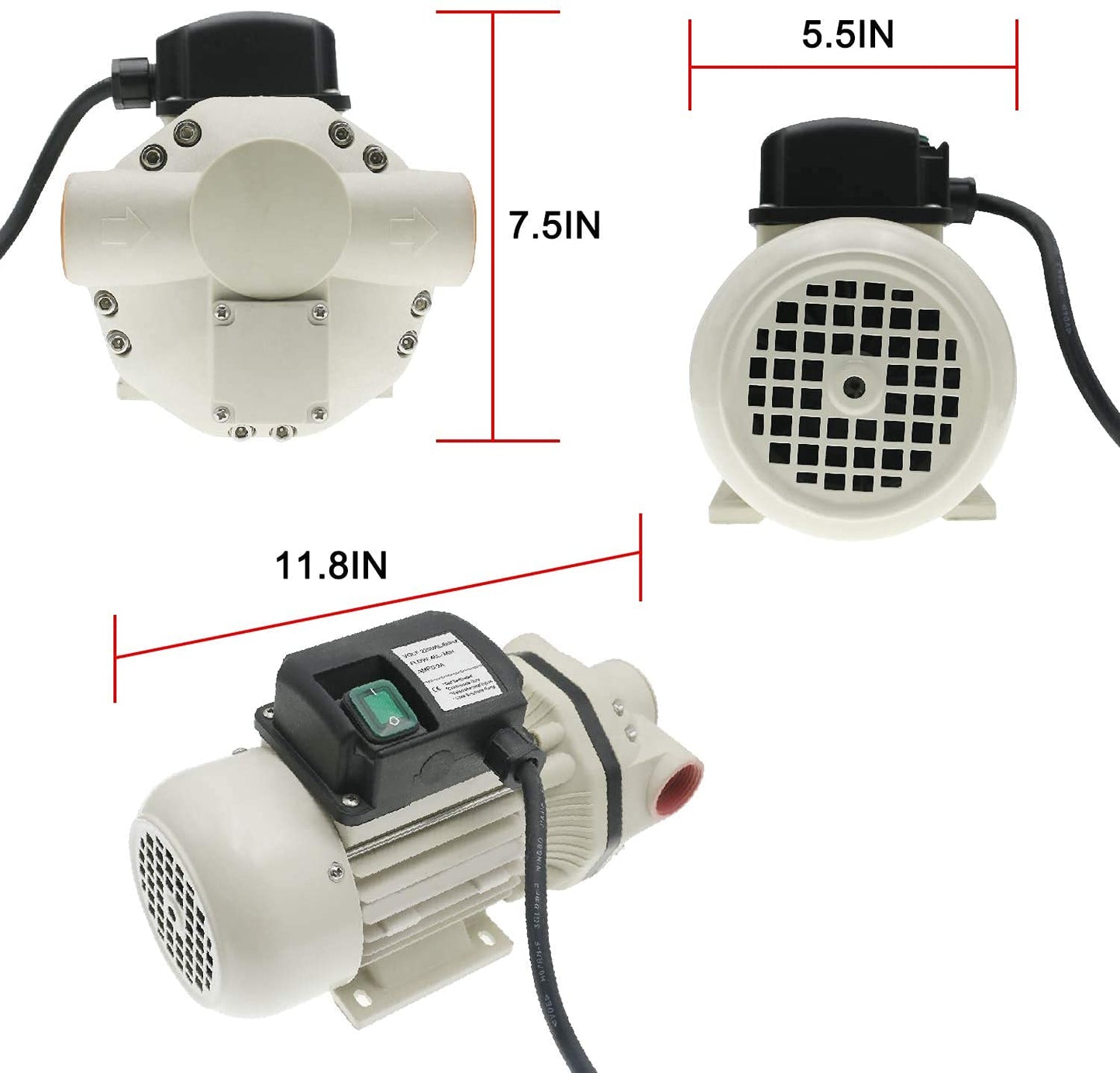 NC FL-540B Chemical Distribution Pump, Industrial Style, Fluororubber & PA66, Blue, 115V, 40L/Min, 40PSI, 2.75Bar, Used for Spray Irrigation, Liquid Transportation, Refueling Equipment, Water Pumps
