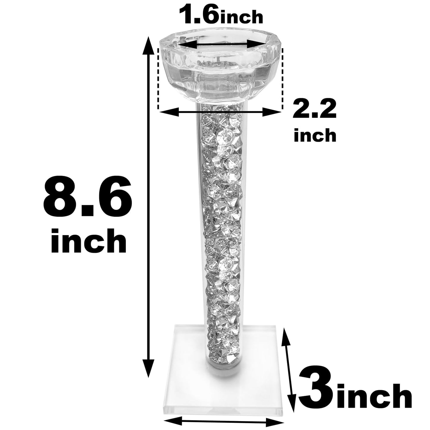 Wocred Candle Holders Set of 2.Stunning Shabbat Candle Holders.8.6" Tall Crystal Candlestick Holders for Dinning Room,Mantelpiece.