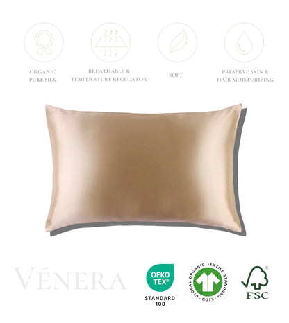 100% Pure 22 Momme Mulberry Silk Pillowcase - Envelope Closure Silk Pillow Case