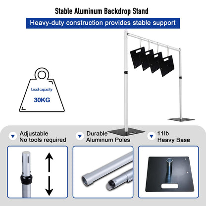 Hecis Heavy Duty Backdrop Stand, 10x20ft Pipe and Drape Stand Kit, Adjustable Decoration Stand, Back Drop Stand for Party Event, Trade Shows & Wedding Decor