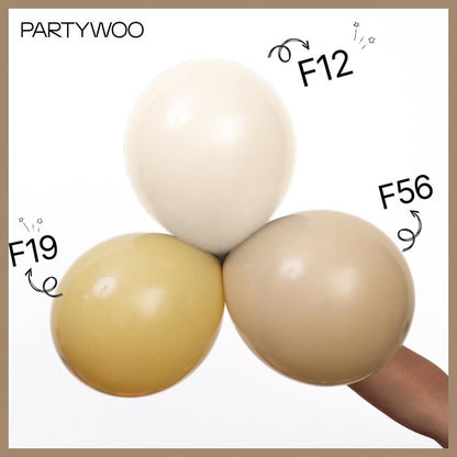 PartyWoo Cream Balloons 155 pcs Different Sizes of 18 12 10 5 Inch Beige Ivory Nude Neutral Boho Fall Latex Balloons for Graduation Birthday Baby Shower Jungle Theme Party Decorations Brown-F56