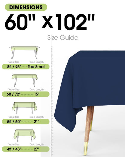 Pureegg Rectangle Table Cloth 60" x 102" – Durable Polyester Tablecloth Offers Reusable & Washable Protection, Ideal for Outdoor Party, Picnic, Wedding, Banquet and Birthday, 2 Pack, Navy Blue