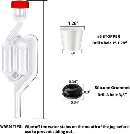 4PACK Twin Bubble Airlock Set, Fermentation Airlock,Brewing Airlocks Brew Kits Airlocks for Fermenting with 4 Stoppers + 10 Grommets