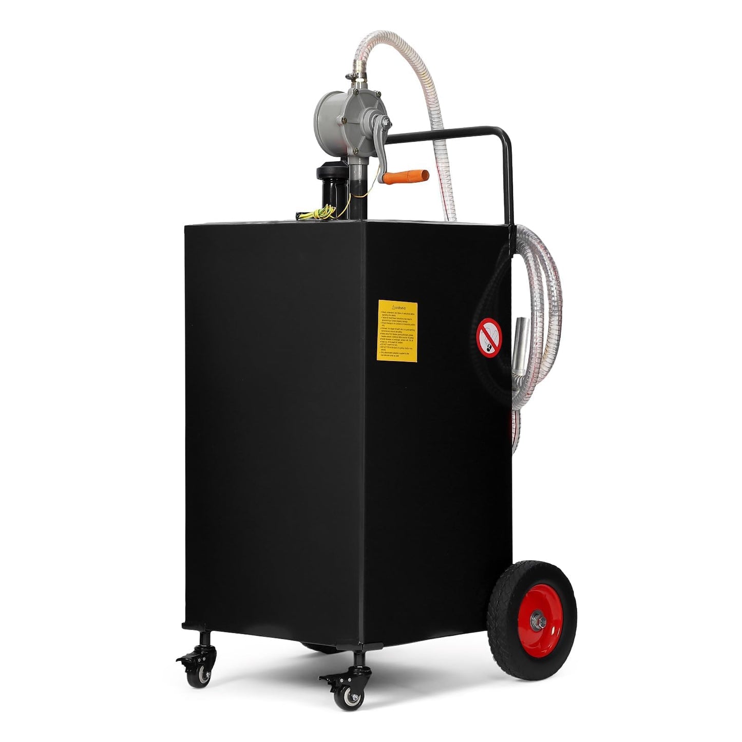 50 Gallon Fuel Caddy with Manual Pump - Heavy Duty Portable Gas & Diesel Transfer Tank on 4 Wheels, Spill-Proof Gasoline Can Container for Truck, Tractor, Boat, ATV, Farm Use, Black