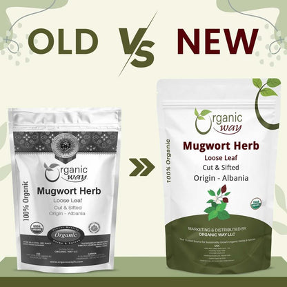 Organic Way Mugwort Herb Loose Leaf Cut & Sifted (Artemisia Vulgaris) Herbal Tea | Kosher & USDA Certified | Vegan, Non-GMO & Gluten Free | Raw from Albania (16 Ounce (pack of 1))