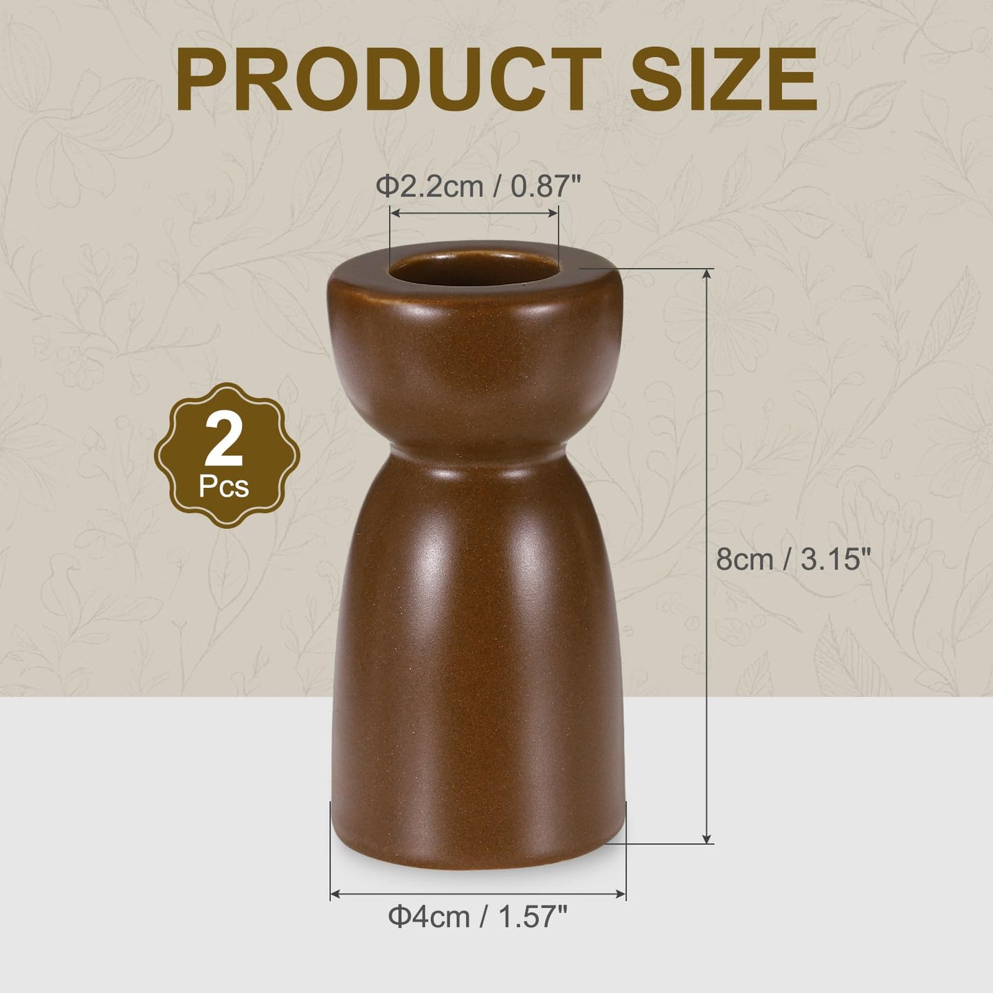 uxcell 2 Pack Candlestick Holder Dark Brown Ceramic Taper Candle Holder Candle Stand Holders Modern Style Decoration for Centerpiece Tabletops Anniversary