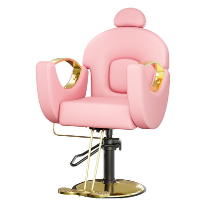 MegaChoice Barber Chair, Reclining Salon Chair, 360° Rotation, Multi-Functional Height Adjustable Hydraulic Chair for Salon, Barbershop, Spa, Pink