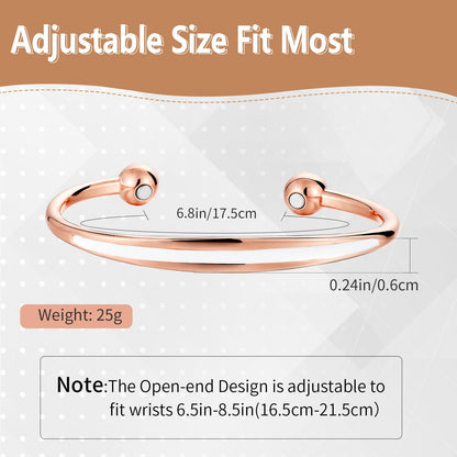BioMag 2Pcs Copper Bracelets for Women Men, 99.9% Pure Copper Magnetic Bracelet Cuff Bangle with 8Pcs Magnets, Adjustable Jewelry Gifts