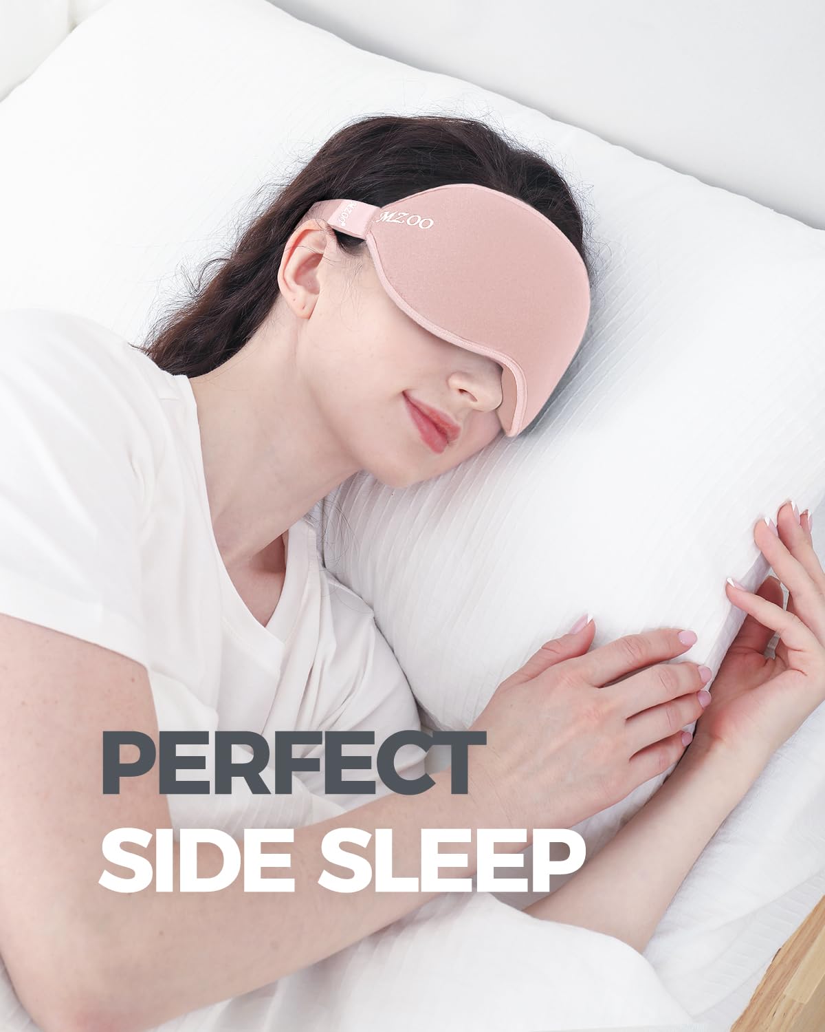 MZOO Luxury Sleep Eye Mask for Side Sleeper Men Women, Zero Eye Pressure 3D Sleeping Mask, Light Blocking Patented Design Night Blindfold, Soft Eye Shade Cover for Travel, Black