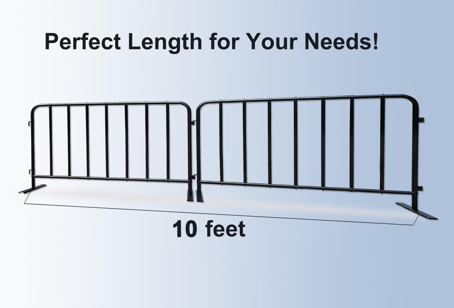 BIGalleons 2-Pack Steel Crowd Control Barrier, Light Duty 5FT Interlocking Safety Barricade, 16GA Galvanized Steel Queue Barrier, Assembly Needed for Pedestrian Traffic & Construction Barricade（Black）