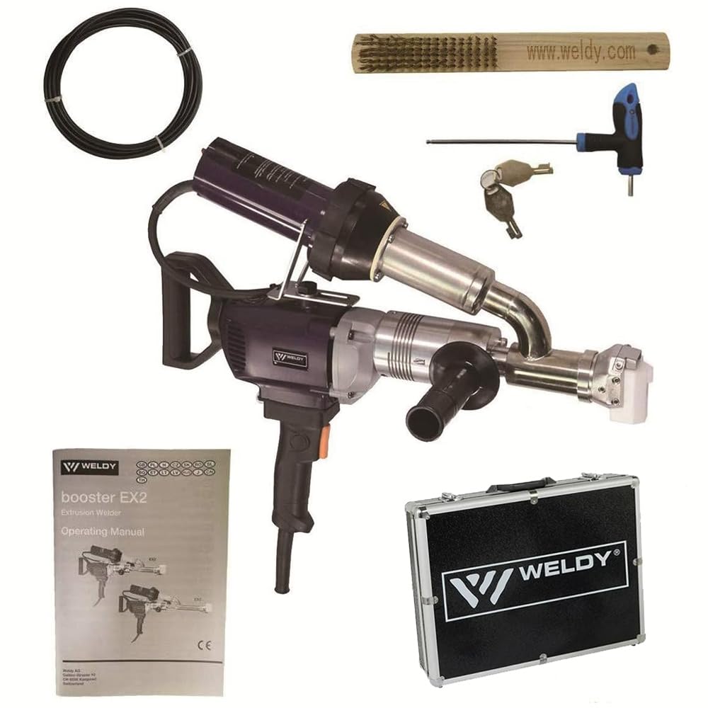 220V EX2 EX3 WELDY 3400W Handheld Plastic Extrusion Welding Machine kit Hot Air Plastic Welder Gun Vinyl Weld Extruder Welder Machine (EX2 extruder)