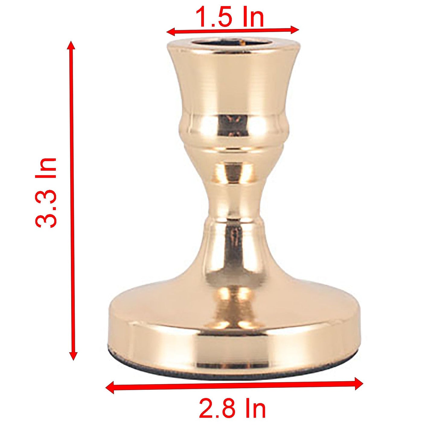 Gold Candle Holder with Stable Base, 3.3 Inch Alloy Holder for Taper Candles, Wedding, Dinning, Party Decoration (Gold)