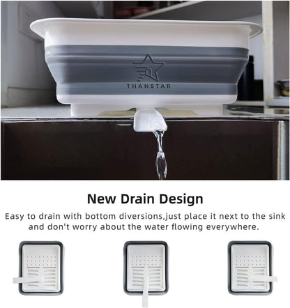 THANSTAR Collapsible Dish Drainer Portable Dinnerware Drainer Organizer for Kitchen RV Campers Travel Trailer Space Saving Kitchen Storage Tray