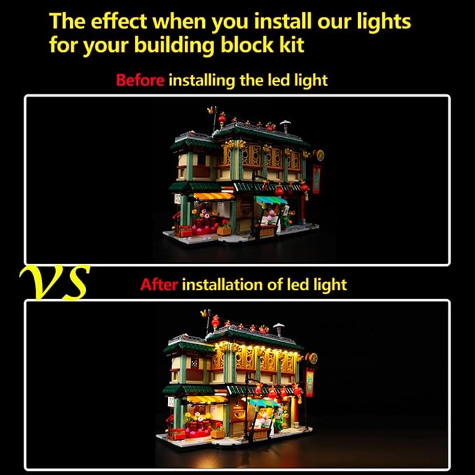 Kyglaring Led Light Set for Lego Family Reunion Celebration Building Blocks The Family Reunion Lighting Kit Compatible with Lego Chinese New Year 80113 - No Model (Classic Version)