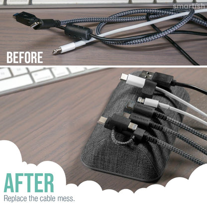 Smartish® Magnetic Cord Holder - Cable Wrangler Organizer with Magnet Clips for Charger Management on Desktop, Nightstand, or Side Table for All Cables, USB-C, Lightning Cables - Lightly Toasted Beige