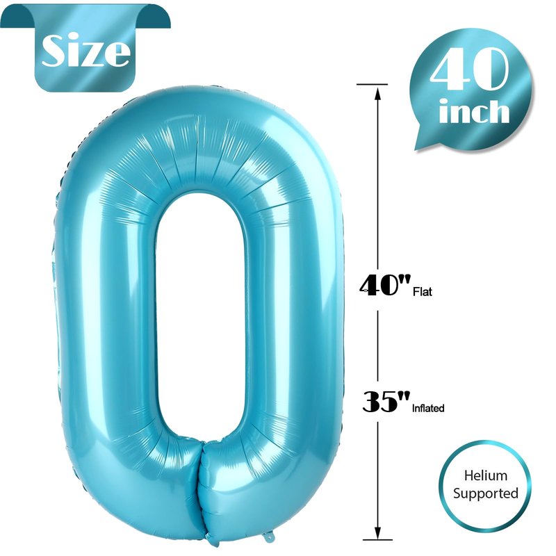 Pearlescent Blue Number 15 Balloon 40 inch, 15 Number Balloons, 15th Birthday Decorations for Girls Boys, 15 Year Old Pearlescent Blue Party Supplies