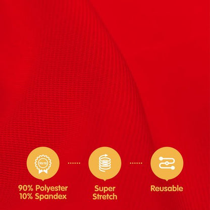 BRILLMAX 4 Pack Red Spandex Table Covers for 8 Ft Rectangle Tables - 180 GSM Thick Stretch Tablecloth Fitted, Reinforced Foot Pockets, Wrinkle Free Cloth for Wedding Banquet Party Trade Show